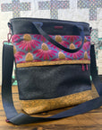 Waterlily Tote - Navy Vinyl/Natural Cork