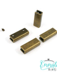 Rectangular Strap End Caps Antique Brass (1" wide) (4 Pack)