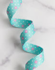 Color Pop Webbing Dot Dot Bloom Aqua 1" - KP Creates - PER QUARTER METRE