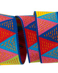 Triangles Pink Blue Yellow - 7/8" - Odile Bailleoul - PER QUARTER METRE
