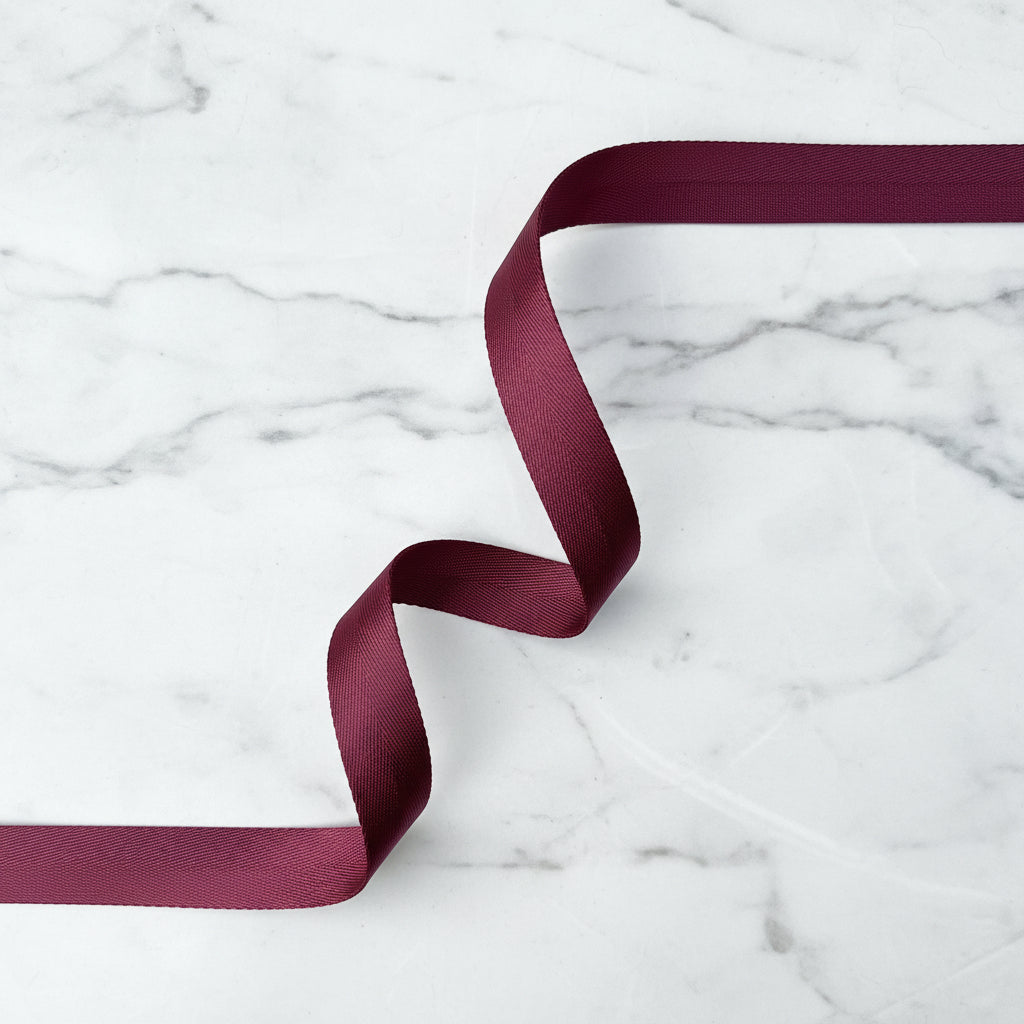 Herringbone Webbing 1" Merlot - 3 METRE CUT
