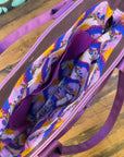 Waterlily Tote - Magenta Vinyl/Postage Stamp