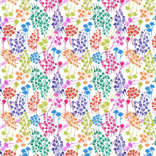 Chantal Small Flowers White - Satin Moon Designs - PER FULL METRE