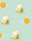 PRE ORDER JUNE 2026 - Heather Ross Favorites Owl And The Pussycat Aqua - Heather Ross - PER QUARTER METRE / 10" CUT