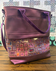 Waterlily Tote - Magenta Vinyl/Postage Stamp