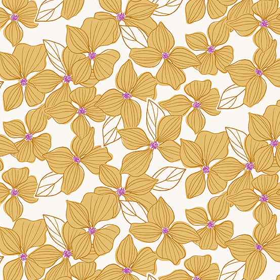 Wandering Daydream Blossom Golden - Stephanie Organes - PER FULL METRE