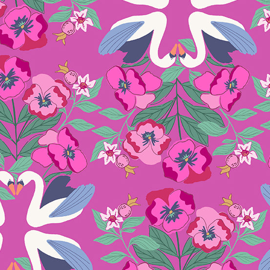 Enchanted Bloom Swan Song Wild Orchid - Stephanie Organes - PER FULL METRE