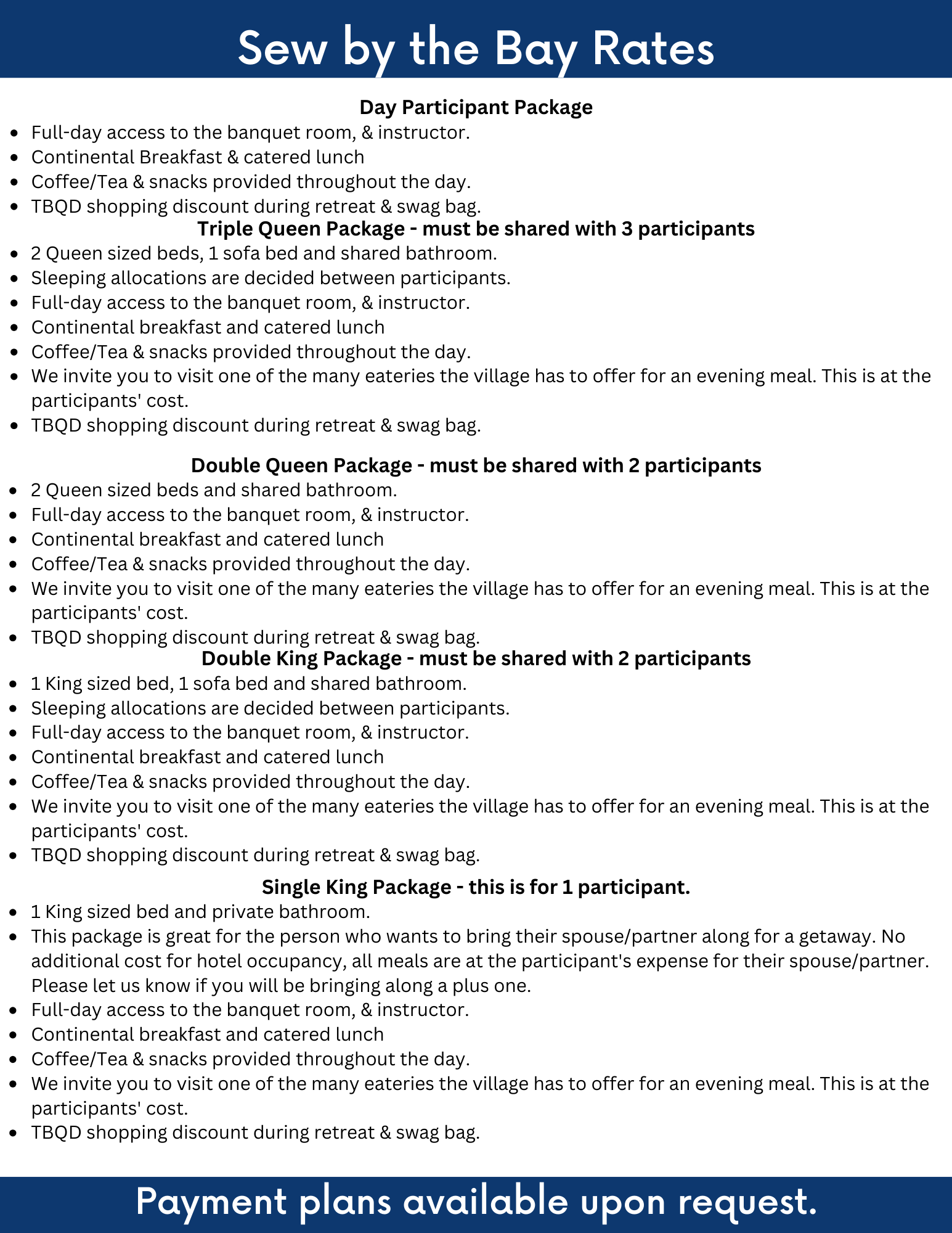 Sew in the Bay Fall - November 1st - 5th, 2026 - Deposit