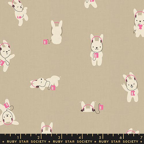 Lofi Linens Rabbeats Khaki - Rashida Coleman Hale - PER QUARTER METRE / 10" CUT