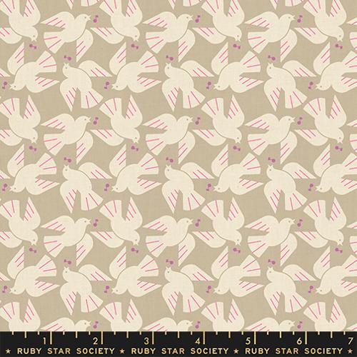 Lofi Linens Flock Yeah Khaki - Rashida Coleman Hale - PER QUARTER METRE / 10" CUT