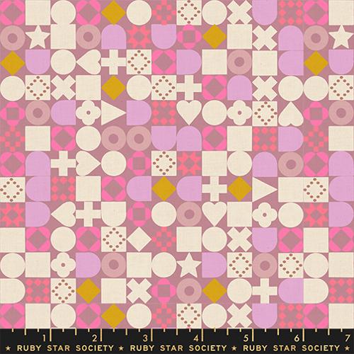 Lofi Linens Blocked Lilac - Rashida Coleman Hale - PER QUARTER METRE / 10" CUT