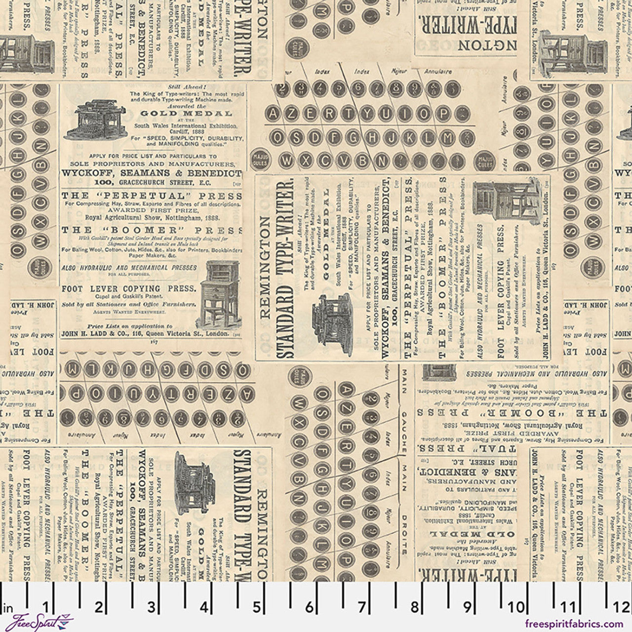 Palette Canvas Cloth Neutral Typewriter - Tim Holtz - PER QUARTER METRE / 10" CUT
