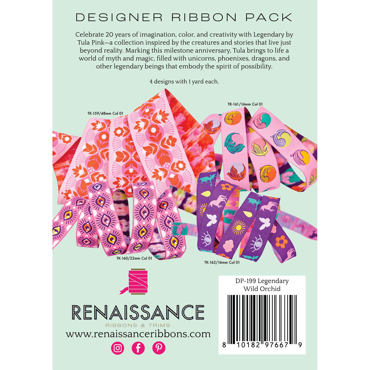 PRE ORDER OCTOBER 2026 - Tula Pink Legendary Wild Orchid - Designer Ribbon Pack