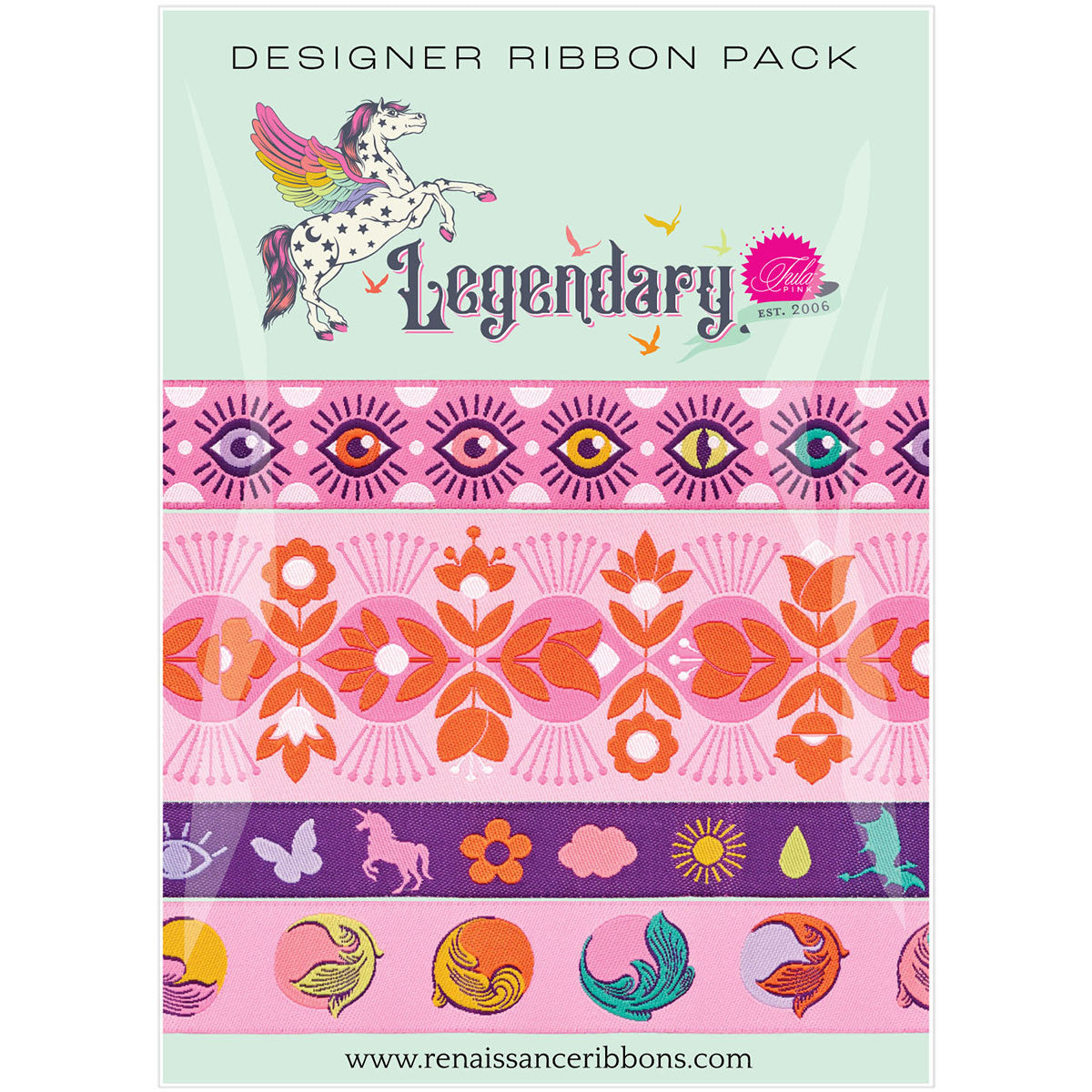 PRE ORDER OCTOBER 2026 - Tula Pink Legendary Wild Orchid - Designer Ribbon Pack