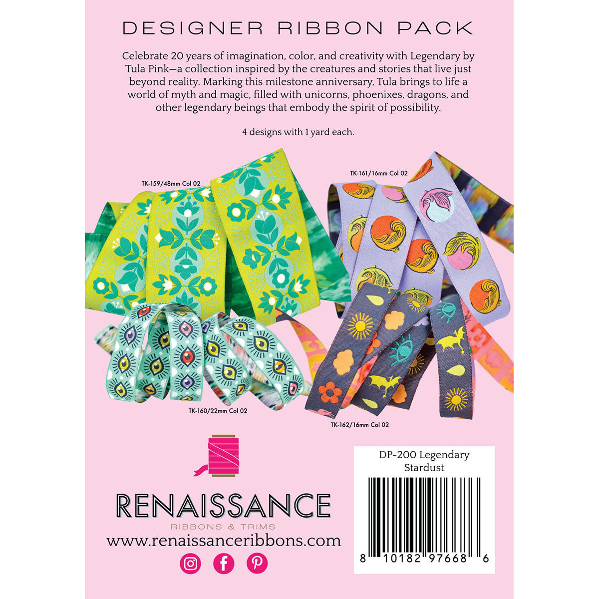 PRE ORDER OCTOBER 2026 - Tula Pink Legendary Stardust - Designer Ribbon Pack