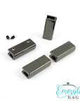 Rectangular Strap End Caps Gunmetal (1" wide) (4 Pack)