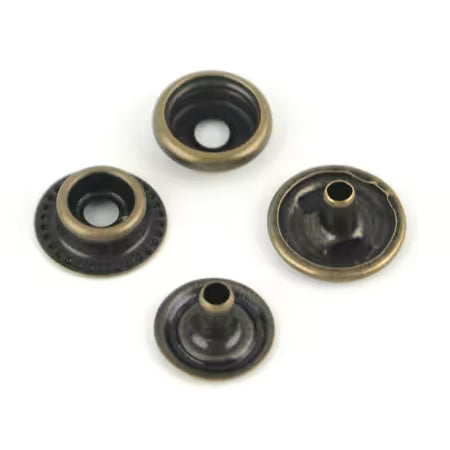 Ten Line 20 Snap Fasteners - Antique Brass