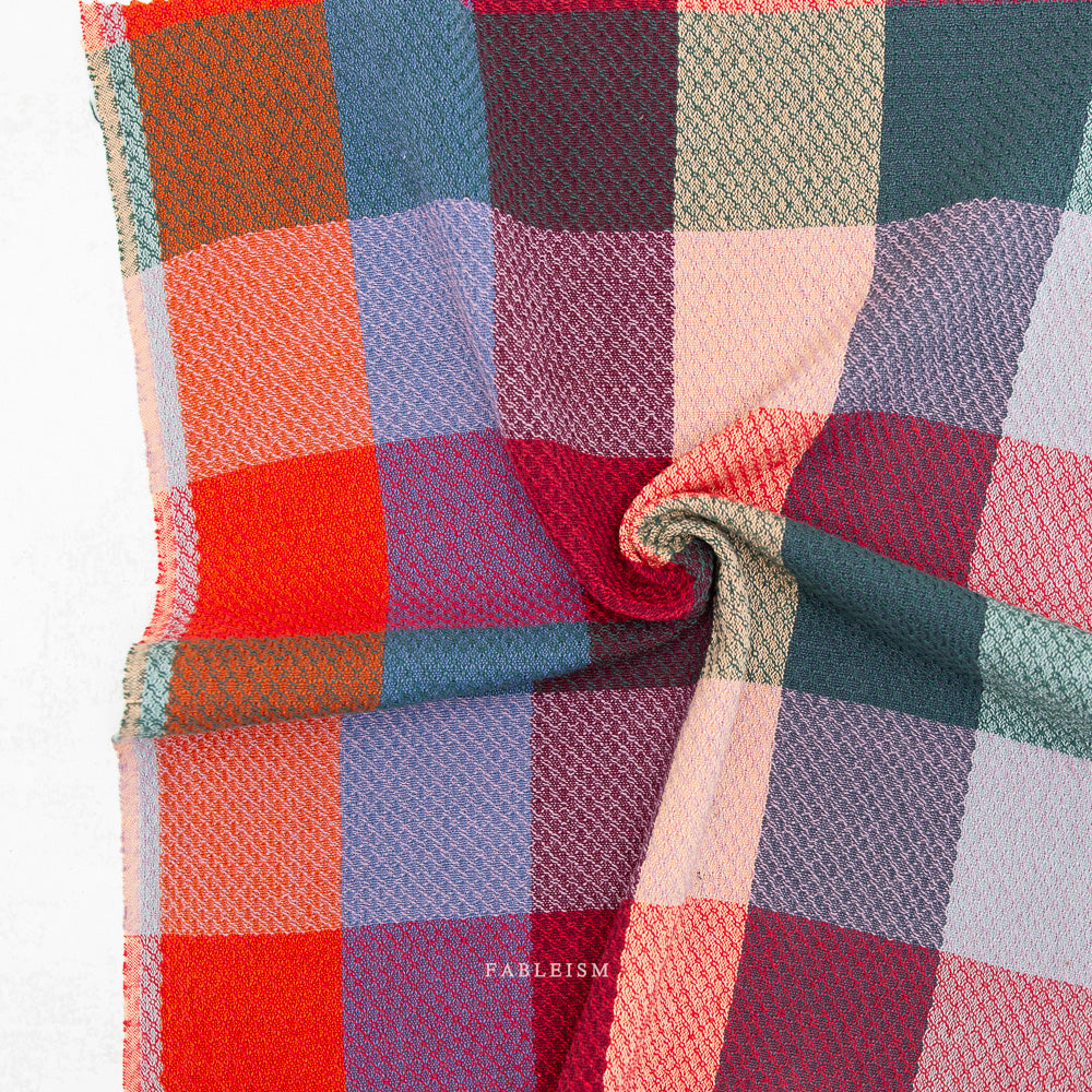 Waffle Happy Checkers Sangria - Fableism Supply Co - PER QUARTER METRE