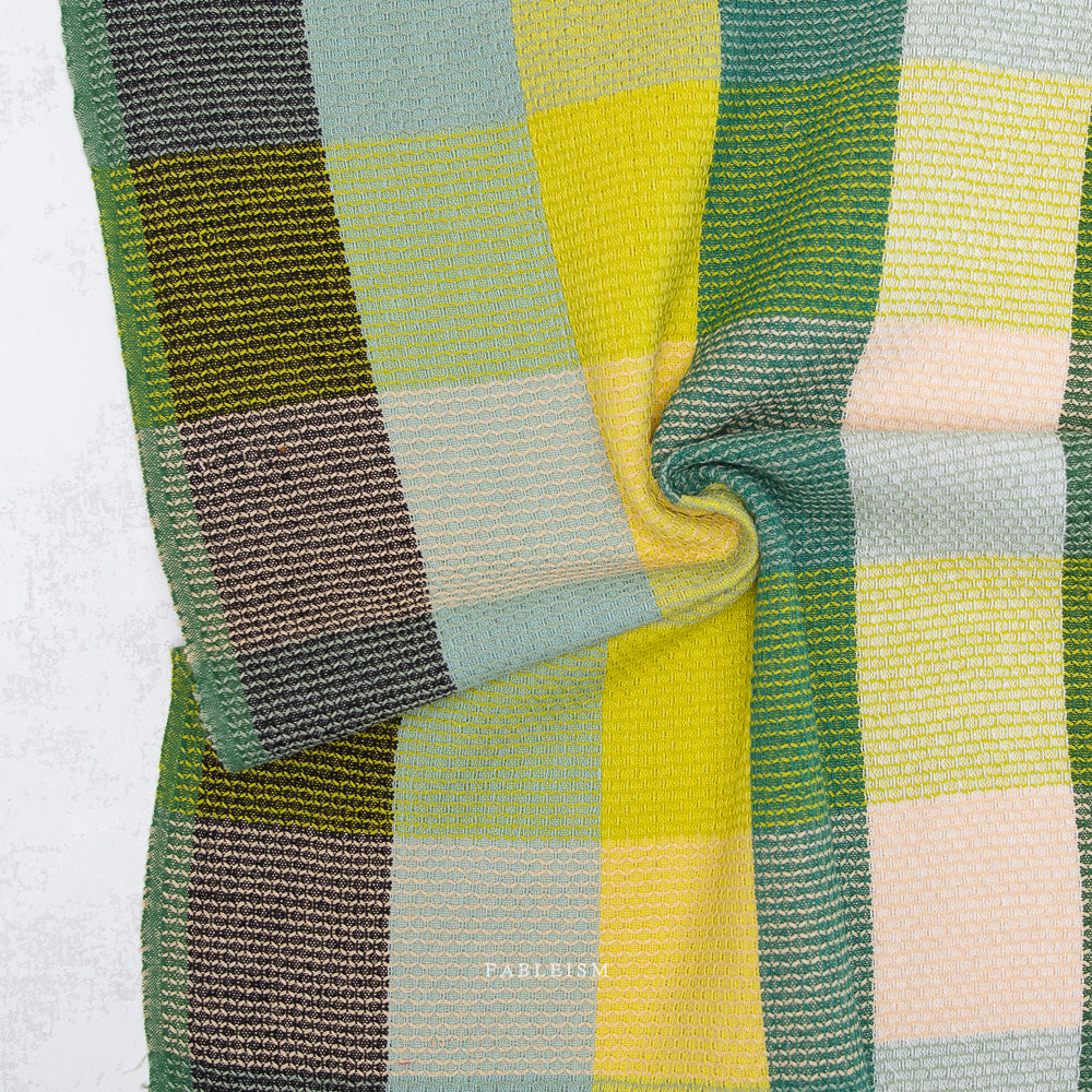 Waffle Happy Checkers Limon - Fableism Supply Co - PER QUARTER METRE