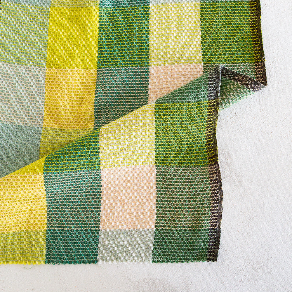 Waffle Happy Checkers Limon - Fableism Supply Co - PER QUARTER METRE