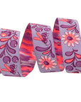 Everglow Birds & Bees Mystic - Purple 7/8" - Tula Pink Webbing - PER QUARTER METRE