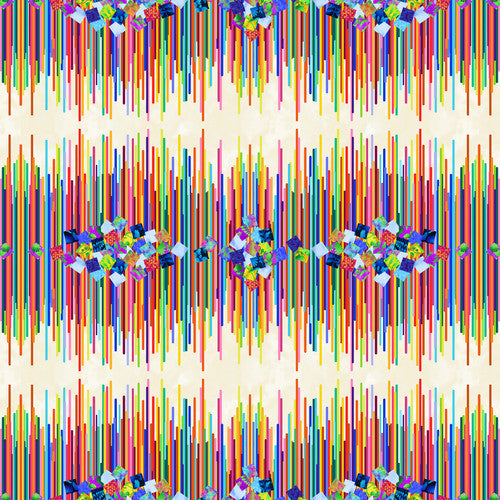 Fractal Forest-Digital Static Border Stripe 24" Cream - Art Loft - PER FULL METRE