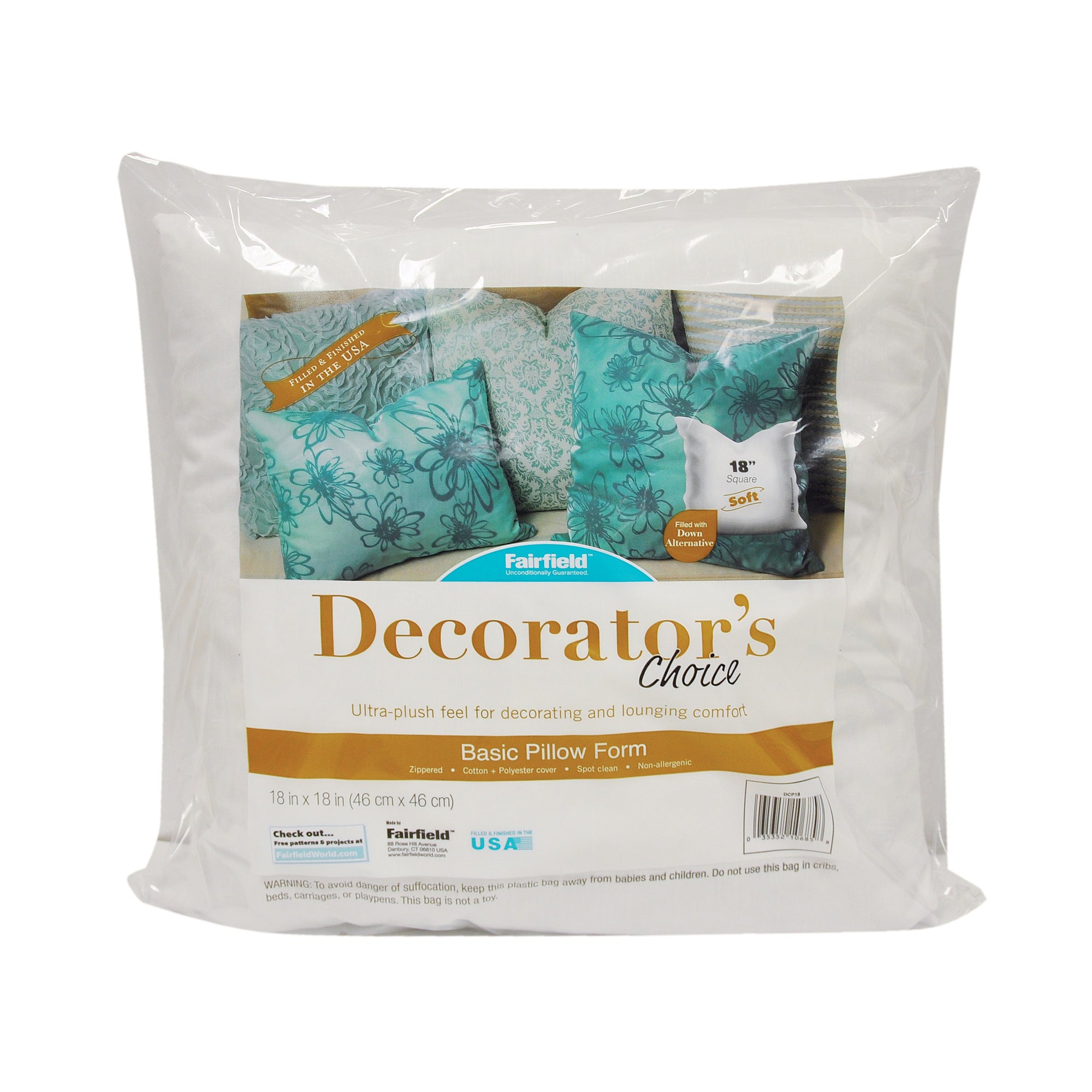 Decorator's Choice Luxury Pillow Form 100% Polyester Filled 18in x 18in