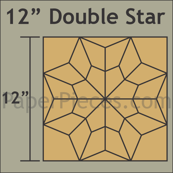 12" Double Star Block - Paper Pieces