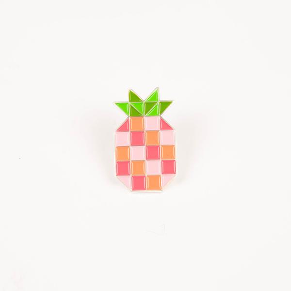Pineapple Block Enamel Pin